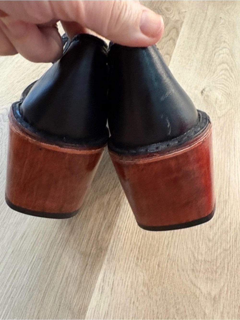 SWEET STEP vintage genuine leather Oxfords chunky wooden heel size 10B academia - Picture 5 of 11